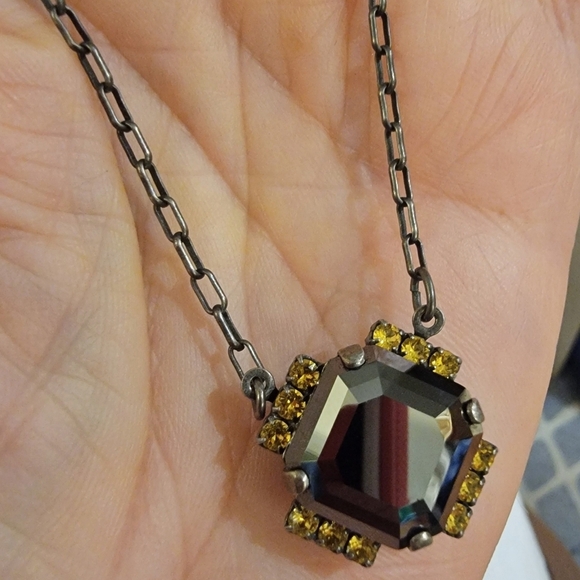 Sabika Winter 2022 Square Grace Necklace Grey Black Gold Shadow Dark Antiq Chain - Picture 2 of 6